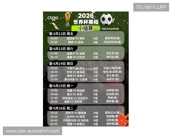 2026年世界杯比赛时间表最新公布，涵盖各场比赛具体时间和地点